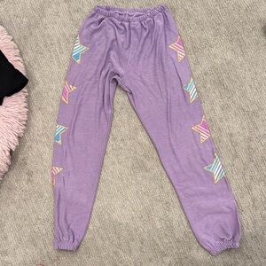 Chaser Lavender Kids Pants with Multicolor Stars